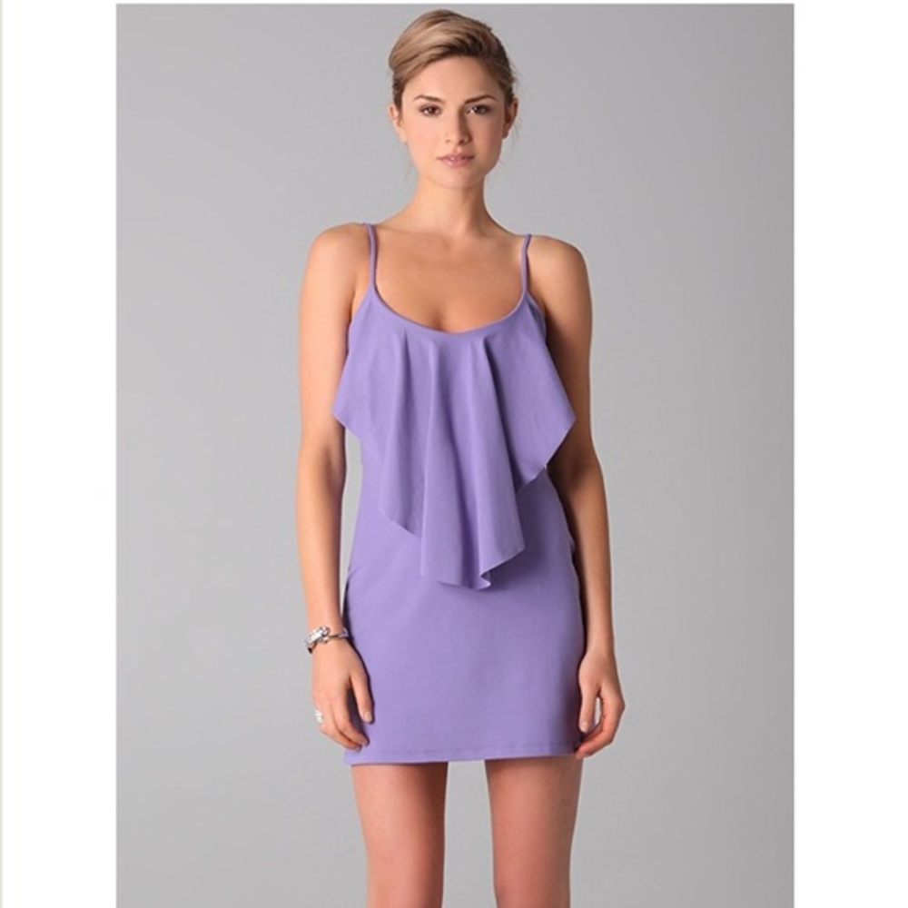 susana monaco purple ruffled dress size S